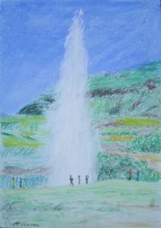 Pastelkrijt, 29-1-2002, geyser 21x29 cm